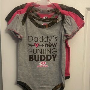 Mossy Oak Gray and Pink Hunting Buddy Bodysuit